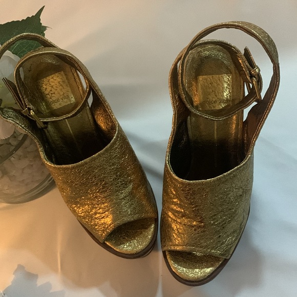 DOLCE VITA Camryn Dark Gold Ankle Strap Platform Wedge Sandal - Picture 4 of 14